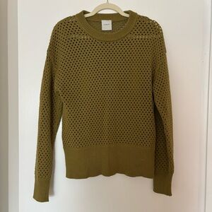 Varley Hains Mesh-Knit Cotton Pull-over in avocado green